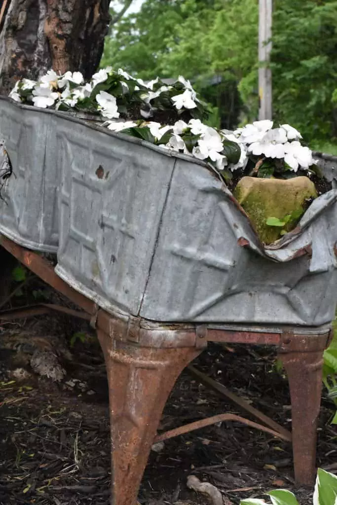 double wash tub planter with legs