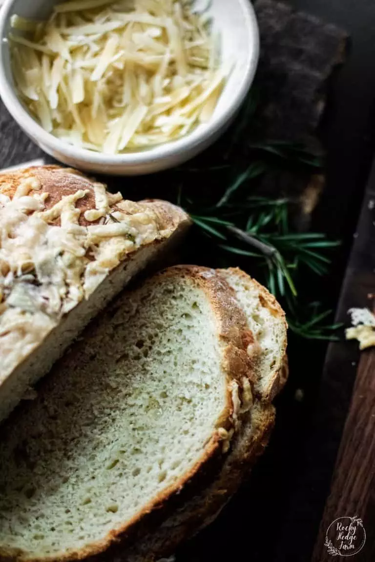 Sliced Loaf of Rosemary Parmesan Bread