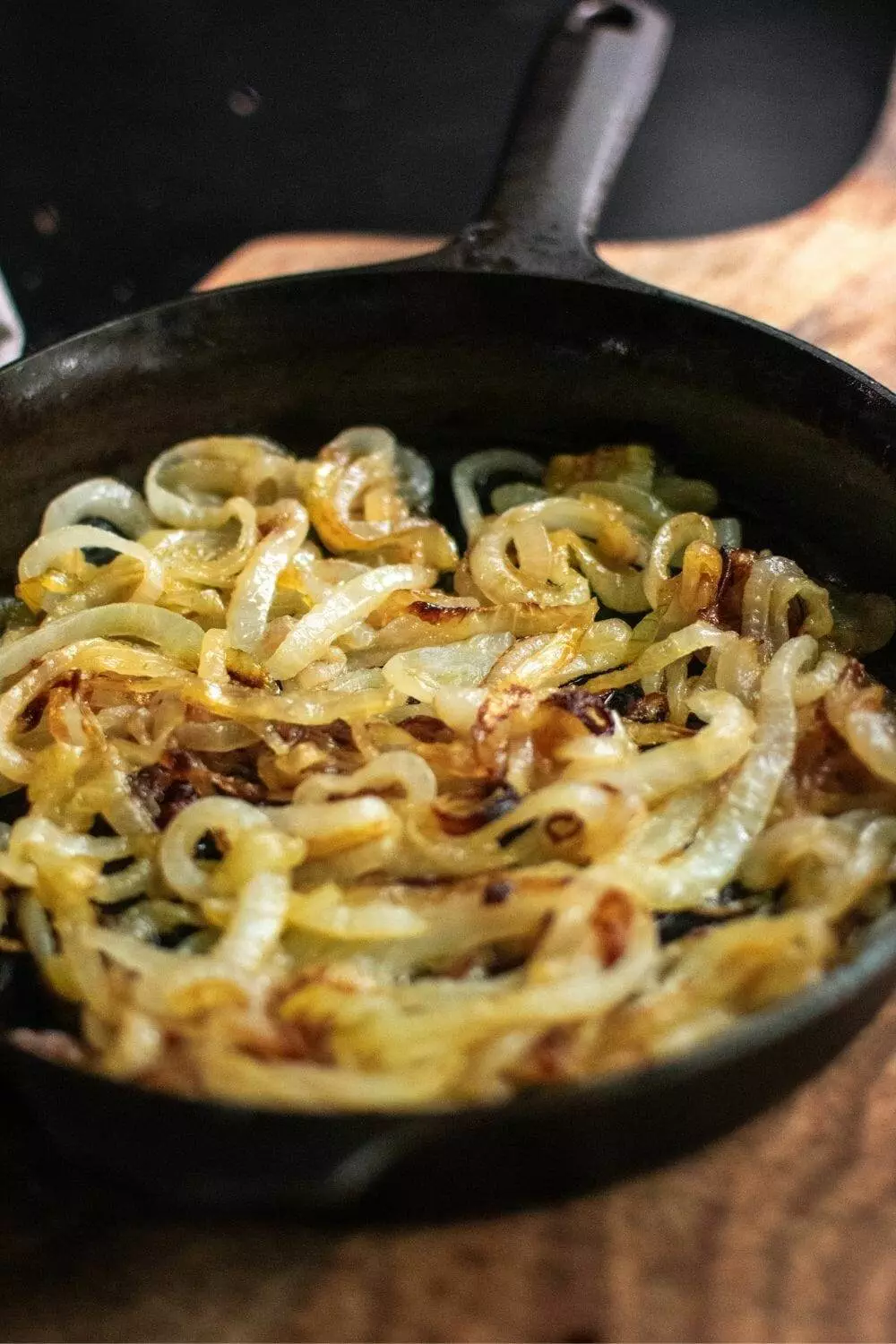 caramelized onions in a cast iron skillet